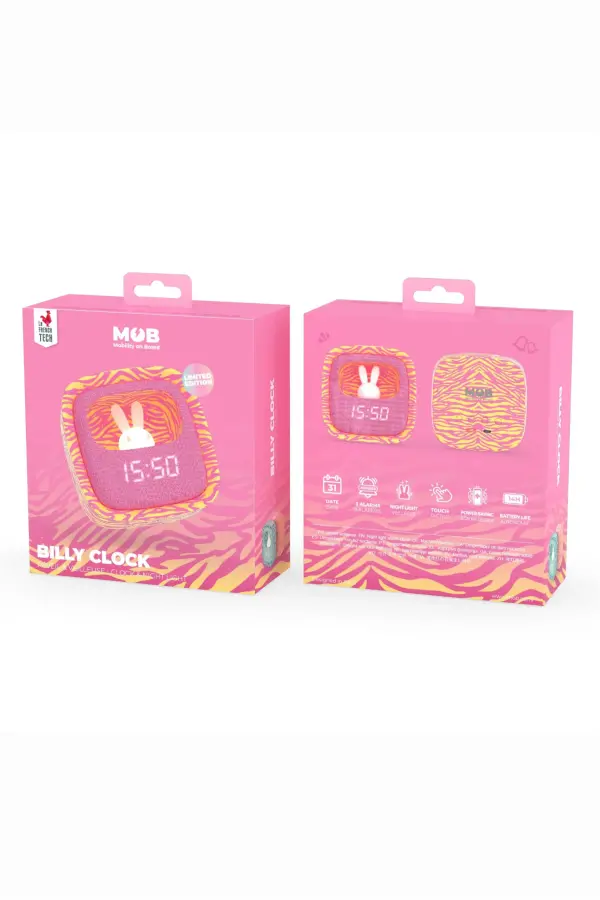 Pembe Zebra Desenli Tavşan Masaüstü Saati ve Gece Lambası - 4
