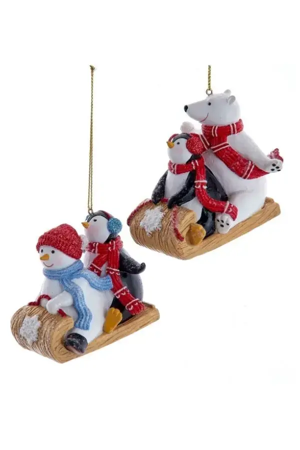 Renkli 7 cm Reçine Buzda Kayan Penguen&Kardan Adam Yılbaşı Süsü - 4