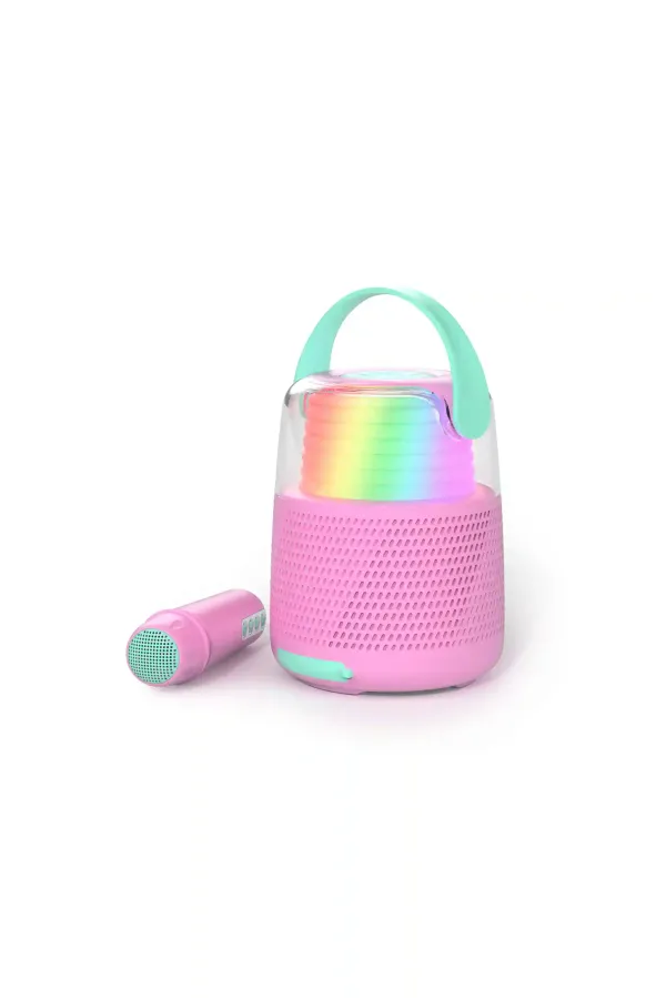 Retro 5 Farklı Ses Efektli, Mikrofonlu Karaoke – Pembe - 1