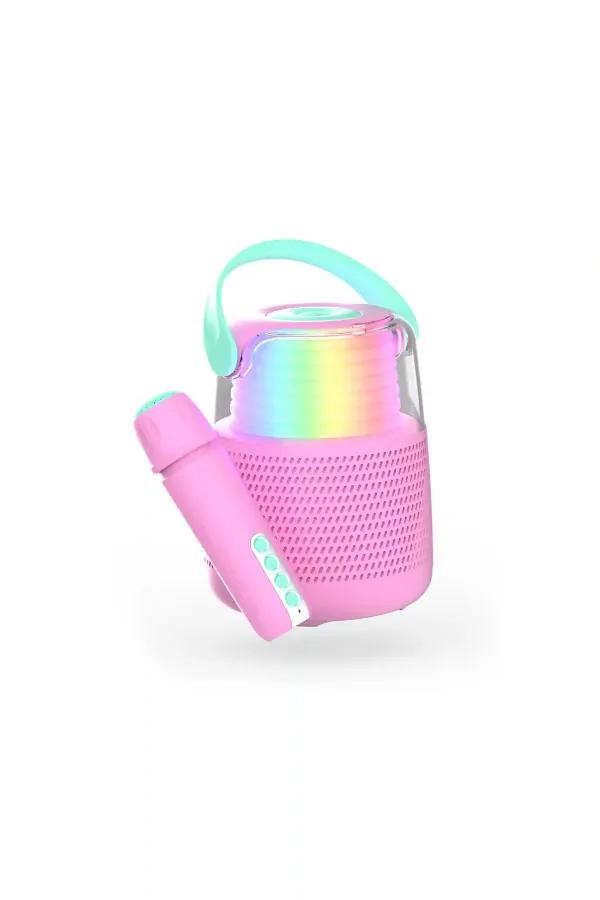 Retro 5 Farklı Ses Efektli, Mikrofonlu Karaoke – Pembe - 2