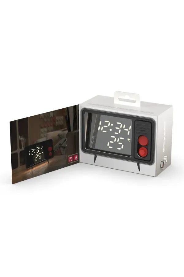 Retro TV Çalar Saat – Gri - 5
