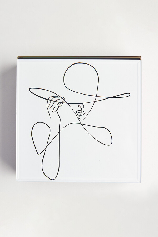 Şapkalı Kadın Motifli Dekoratif Cam Kutu - Deeps Brands