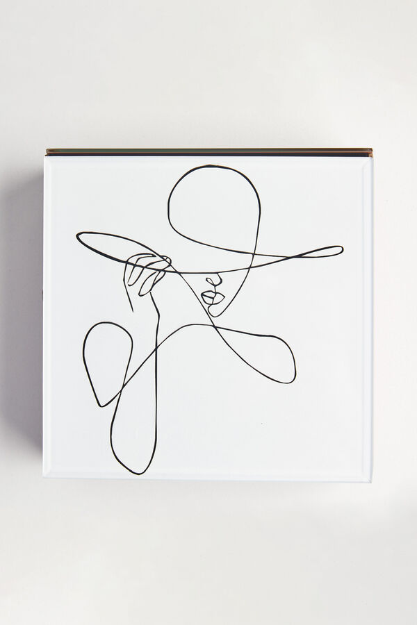 Şapkalı Kadın Motifli Dekoratif Cam Kutu - 1