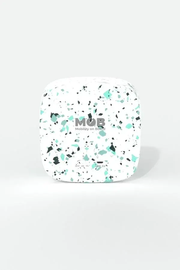 Turkuaz Terazzo Tavşan Masaüstü Saati ve Gece Lambası - 2