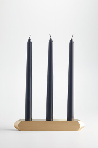 Yatay 3'lü Pirinç Şamdan - 1