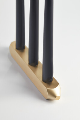 Yatay 3'lü Pirinç Şamdan - 2