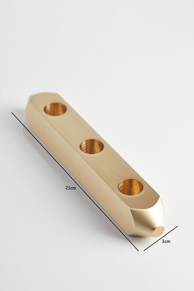 Yatay 3'lü Pirinç Şamdan - 3