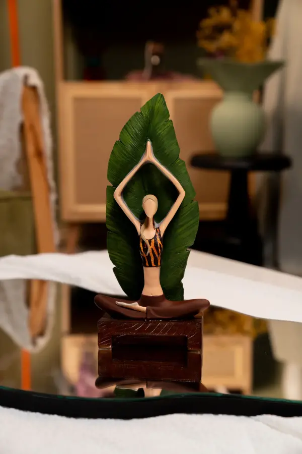 Yoga Yapan Kız – Dekoratif Biblo, Kahverengi - 1