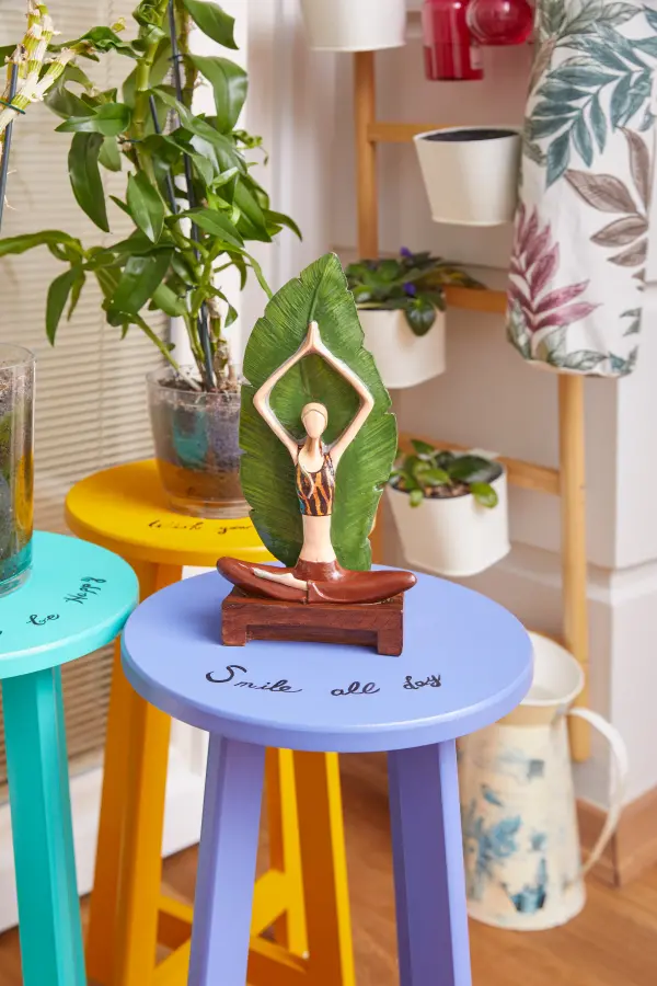 Yoga Yapan Kız – Dekoratif Biblo, Kahverengi - 6