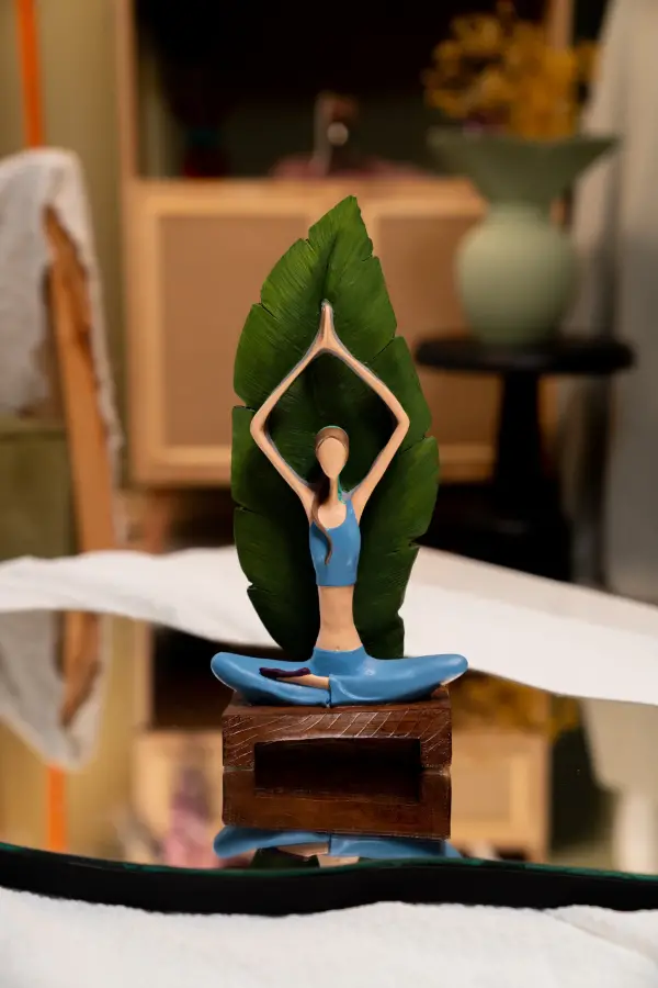 Yoga Yapan Kız – Dekoratif Biblo, Mavi - 1