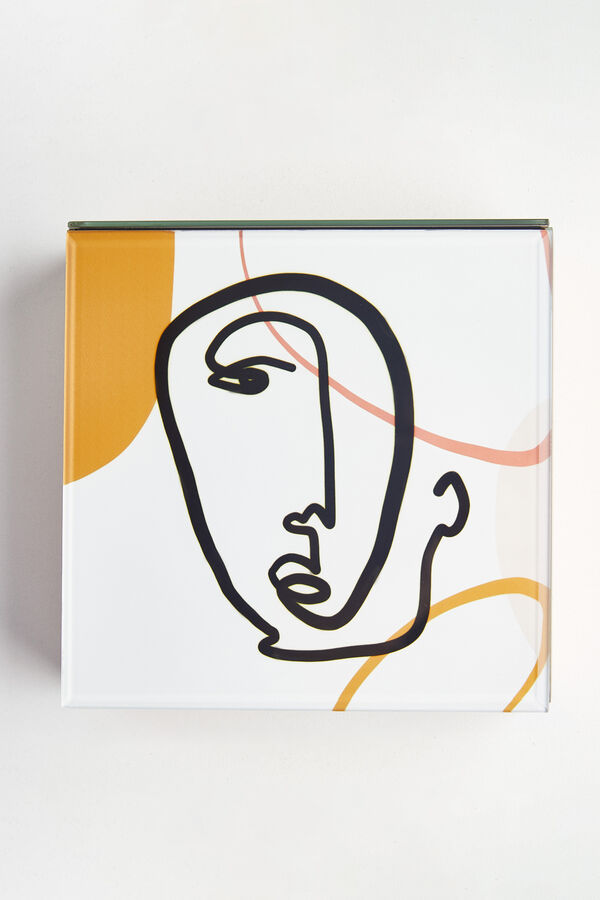 Yüz Motifli Dekoratif Cam Kutu - 1