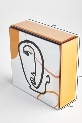 Yüz Motifli Dekoratif Cam Kutu - 4