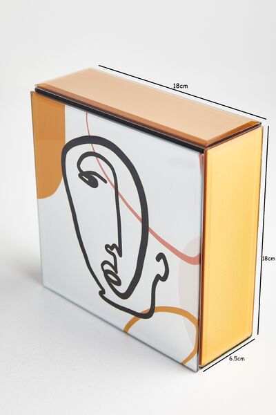 Yüz Motifli Dekoratif Cam Kutu - 4